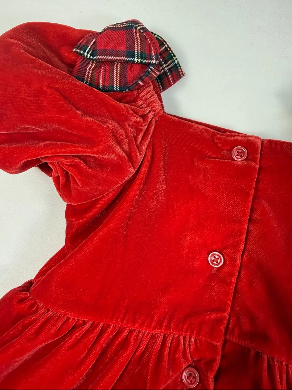 NWOT GYMBOREE Toddler Girl Red Velour Plaid Royal Christmas Holiday Dress 12-18M